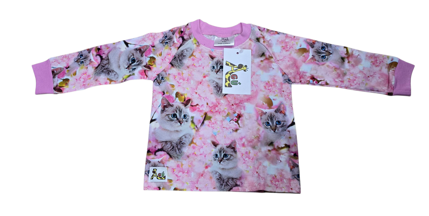 Ljósbleikar kisur peysur