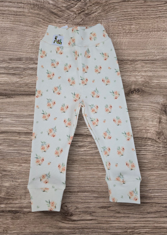 Fallegar blóma rib leggings