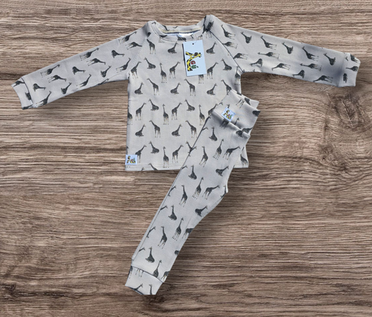Fallegar rib leggings með gíraffa mynstri