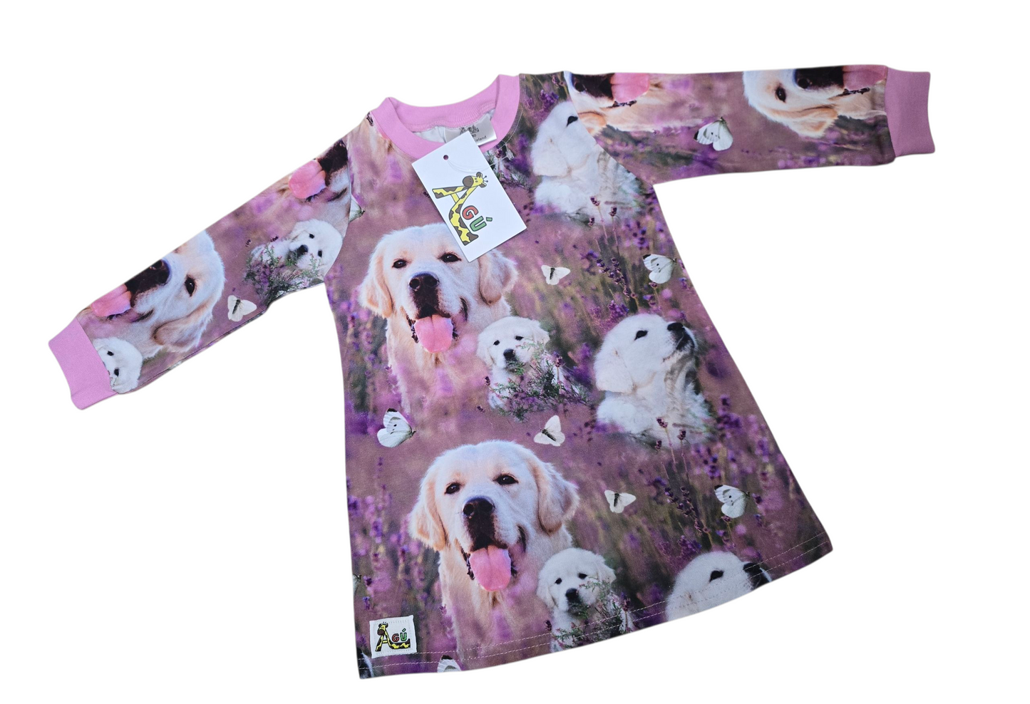 Bleikir kjólar með hunda mynstri