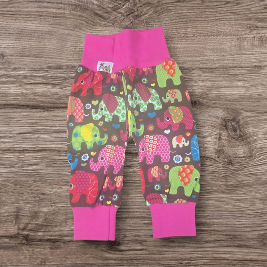 Brúnar og bleikar fíla buxur