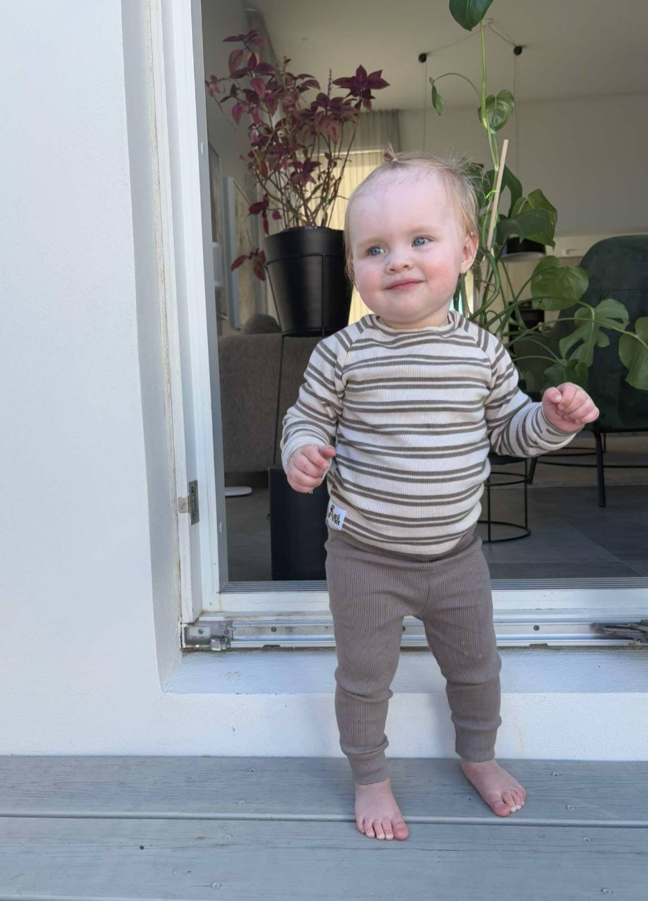 Brúngráar rib leggings