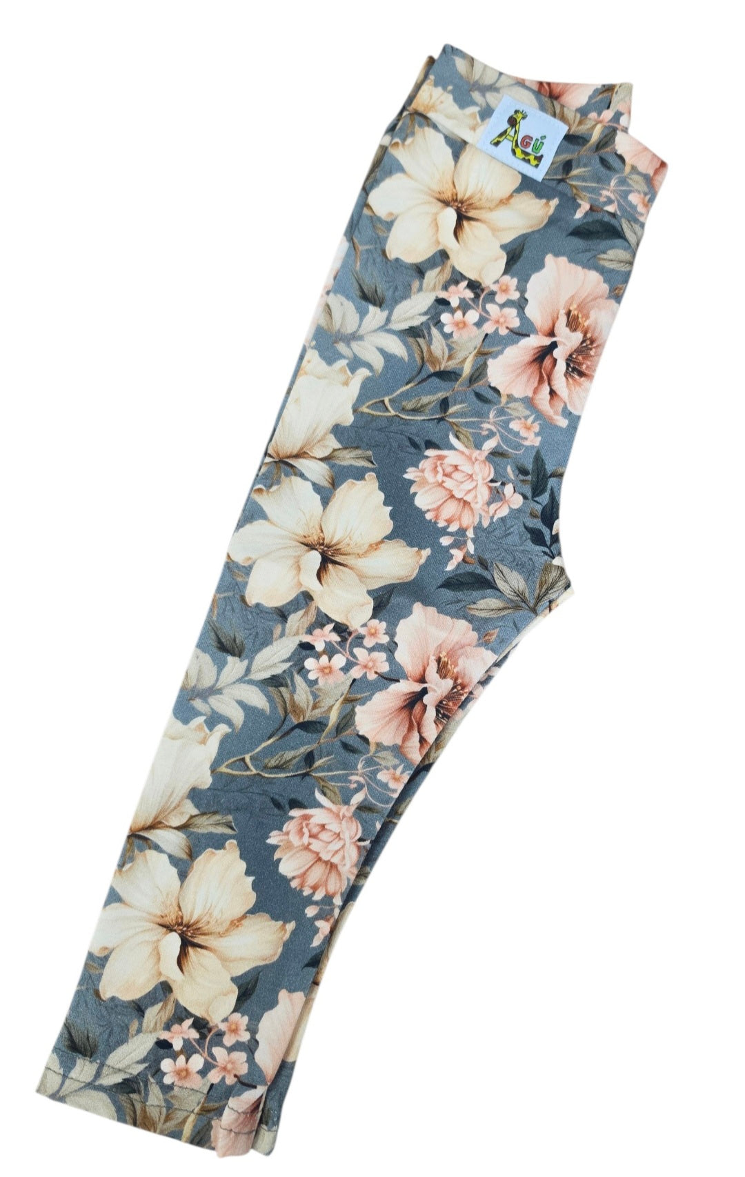 Gráar leggings með blómamynstri
